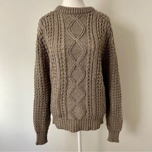Vintage Arctic Ice Cable Knit Fisherman Wool Blend Sweater Beige Grey Size Small